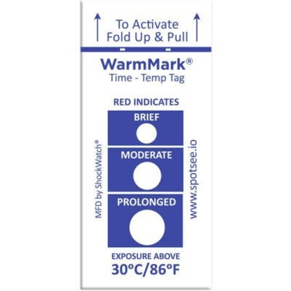 Shockwatch SpotSee„¢ WarmMark® Time Temperature Indicators, 30°C/86°F, 100/Box WM 30/86